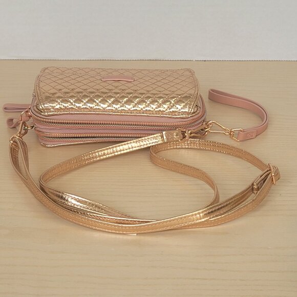 Vera Bradley RFID All in One Rose Gold Shimmer Quilted Wristlet Crossbody Bag - Picture 13 of 15